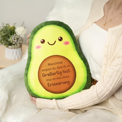 Juratar Geschenk für Frauen Süßes Avocado ZierKissen, Geburtstagsgeschenk für Frauen, Mutmach Geschenkidee für Freundin, Kollegin, Schwester, Tochter, Mama, Positiv Avocado Geschenk
