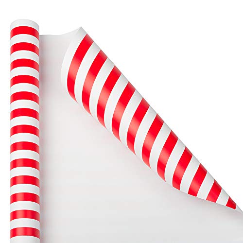 Jam Paper Gift Wrap - Striped Wrapping Paper - 50 Sq Ft Total - Red & White Stripes - 2 Rolls/Pack #TOP4