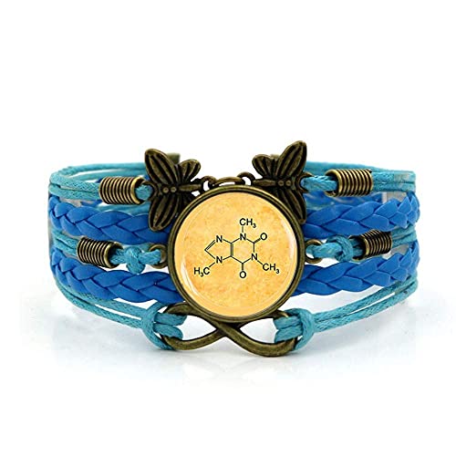 Pulseira de tecido JUNWEN, molécula química de cafeína, pulseira de pedras preciosas, múltiplas cama
