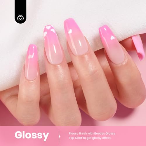Image of Beetles Pink Gel Polish - First Crush 15ML /0.51Fl Oz, Light Pink Gel Nail Polish, Soak Off UV LED Lamp Nail Art, Long-Lasting Manicure Salon DIY Home Summer Nails
