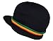MM Rasta Visor Beanie Cap Stripe Jamaica Reggae Black Red Yellow Green