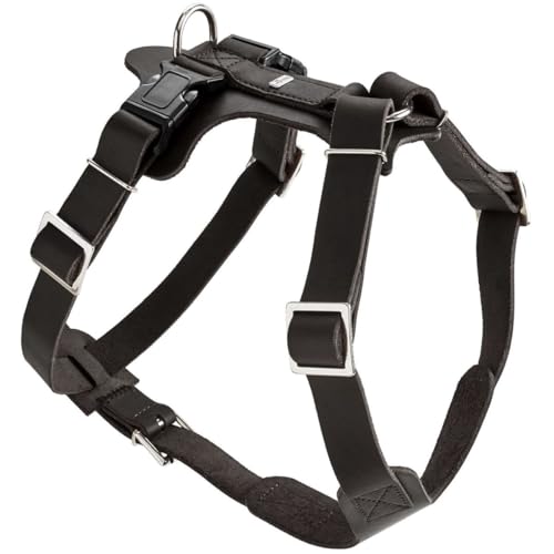 Harnais en Y pour chien HUNTER Aalborg cuir de vachette noir souple durable taille S-M/2