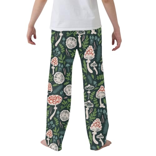 CaTaKu Boys Mushrooms Caps Leaves Pants for Boys Girls Wide Leg Sweatpants Kids Long Bottoms with Pockets Size 6-14Y2