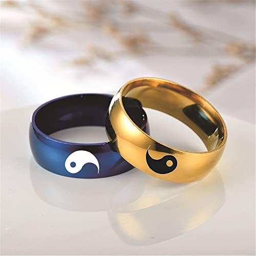 Zkxxj Personalized Yin Yang Ring For Him Her,Custom Name Tai-Chi Daoist Philosophy Ring Stainless Steel Promise Ring Wedding Band Engagement Anniversary Birthday Gift For Him Her,Black,Size 6-12 #TOP4