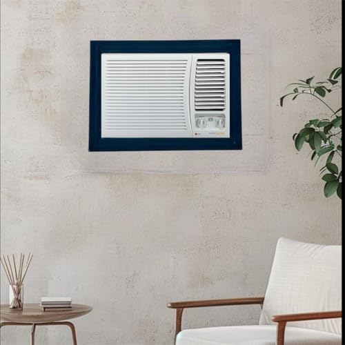 اطار برواز مكيف شباك ديكور خشب براويز مكيفات الشباك ديكورات الوان غير لامعة انيقة تمنع الغبار والحشرات سهل التنظيف الفك التركيب (اسود مطفي)