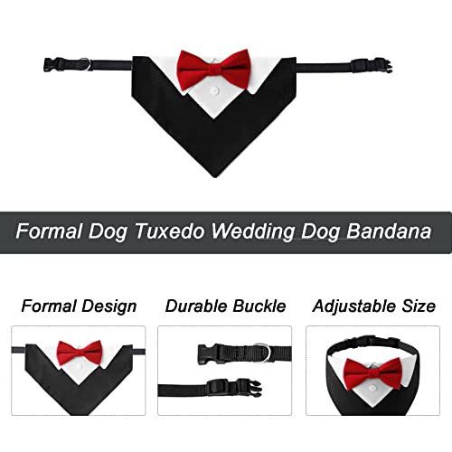 Collar tipo esmoquin para perro con pajarita roja ajustable miniatura 3