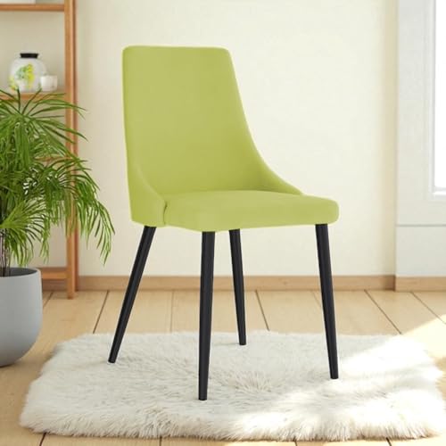 Image of Finch Fox Taskpro Modern Unique Velvet Upholstered Seating Living Room Dining Chair with Black Metal Legs in Light Green Color