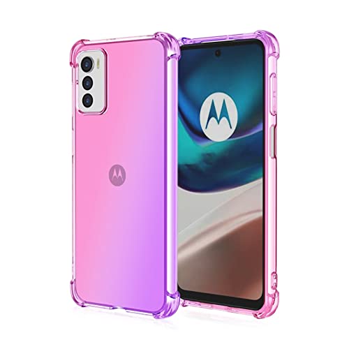 HONLEN Funda para Motorola Moto G42 Carcasa, (6.4' Inches) Gradiente Transparente TPU Silicona Case, Protección de Esquina Mejorada Cover Rosado Morado