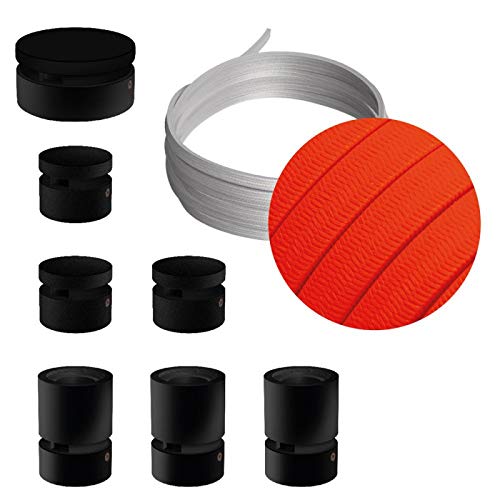 creative cables - Sistema Filé Linear Kit - con cavo di 5 m per catenaria e 7 componenti in legno verniciato nero per interni - CF15