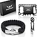 Credit Card Tool Gift Set - Tactical Pocket Tool Gadgets for Men | Survival Gear w/Paracord Bracelet + Card Tool + Beer Bottle Opener Keychain | Birthday Gifts for Men, Christmas Stocking Stuffer