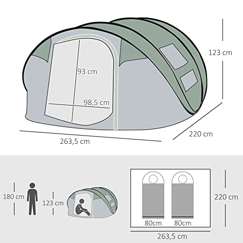 Outsunny Zelt für 4-5 Personen – Campingzelt für Familien und Gruppen