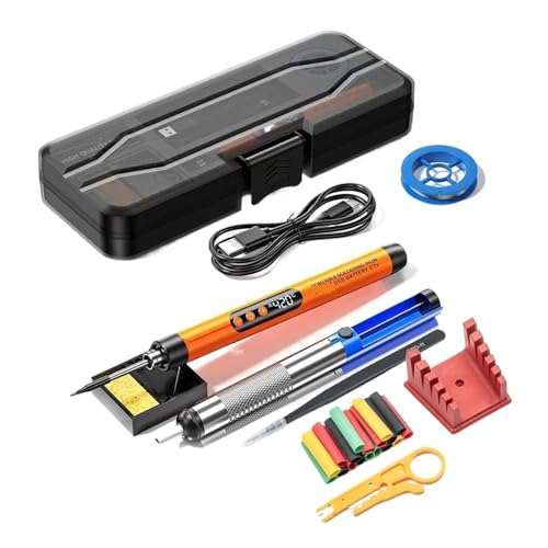 ͂񂾂 Zbg USB ͂񂾂ăLbg LED fW^ ~j 300-450°C x߉\ 1000mAh [dobe[ ͂񂾂ăc[ DIYCɑړIɎg(Orange Set 5)