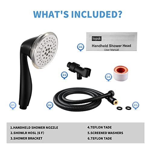Iopsk Led Shower Head With Handheld,5 Spray Settings Shower Head With Light, Handheld Shower Head With 60 Inches Stainless Steel Hose And Adjustable Bracket-3 Color Changes With Water Temperature #TOP5