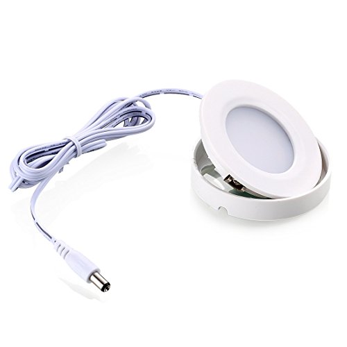 Image of GETINLIGHT 2.75-Inch LED Puck Light Kit, 3-Pack, Plug-in, 3000K, White