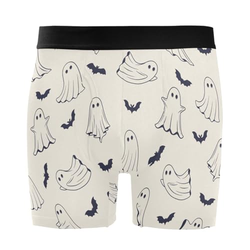 Men's Boxer Briefs Novelty Soft and Breathable with Fly Halloween Ghosts Bats Underwear for Men