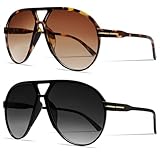GUVIVI Retro Aviator Sunglasses for Women Men Oversized Classic 70s Vintage Trendy Square Aviators Tortoise Sun Glasses