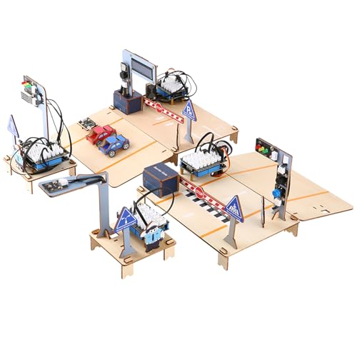 4-in-1 ESP32 STEM Smart Traffic Kit Compatible with Arduino, STEM Robotics Science Kit, Engineering Project STEA Activity Gift Suitable for School Education Kit, Family Education for Kids 12+