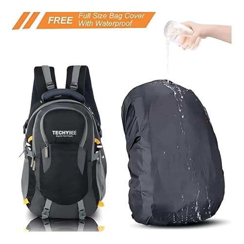 Image of Large 50L Laptop Backpack with Shoe Compartment, Rain Cover, Waterproof Travel Rucksack for Men & Women