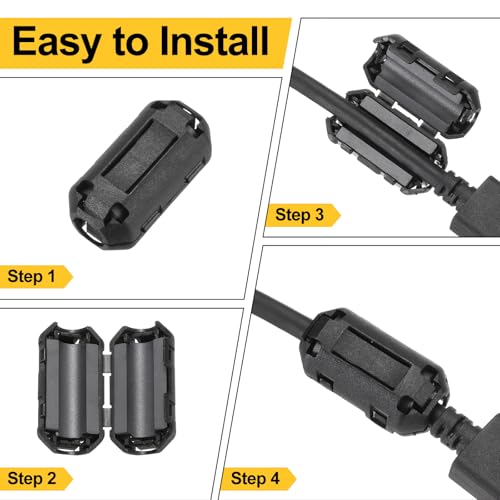Elimine interferencias con el núcleo de anillo de ferrita MECCANIXITY para clips de cables negros 5