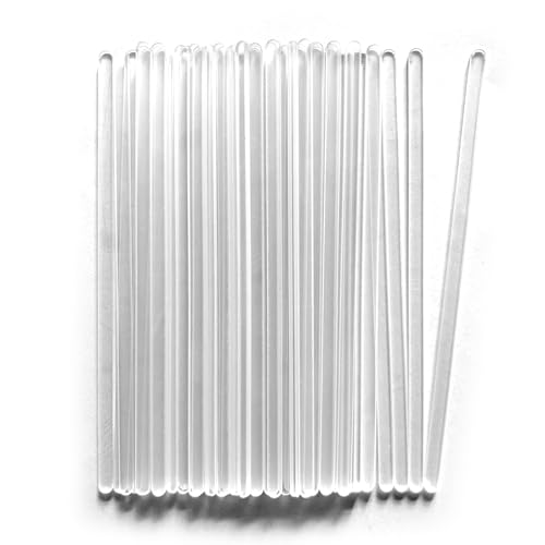 50pcs 6 Acrylic Cake Topper Sticks - 5mm Flat Clear Plexiglass Sticks for Cupcake Toppers Cake Pops Lollipops - Strong Unbending Transparent Decorating Sticks (50 pcs 6in)