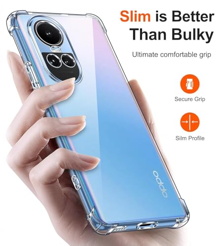 Image of Lustree Oppo Reno 10 /10 Pro Back Cover Transparent Case | Clear TPU Shockproof Case with Four Corner Protection & Raised Camera Guard | Slim Protective Cover for Reno 10 /10 Pro