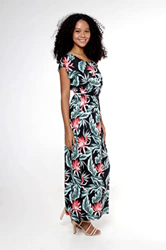 Image of Hawaii Hangover Women's Hawaiian Cap Sleeve Maxi Dress Signature Prints | Cap Sleeves; Maxi Length; Soft Rayon Fabric; Signature Tropical Prints; Resort Vacation Style