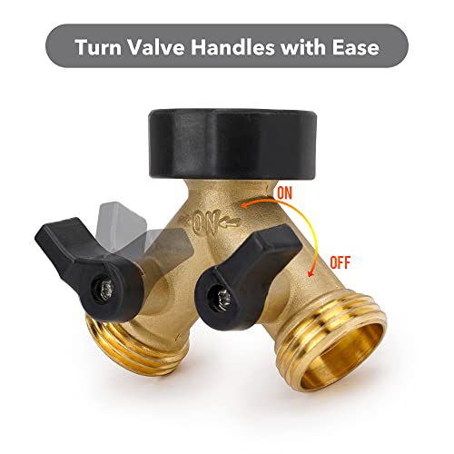 Stanbroil Garden Hose Adapter With 2 Valves, 3/4 Inch Heavy Duty Brass Y Connector Tap Splitter #TOP2