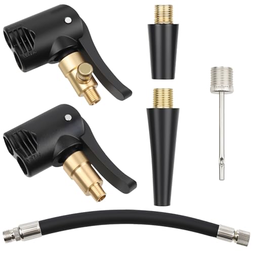 6 Pièces Adaptateur de Valve de Pneu de Voiture, Multifonctionnel Embout de Gonflage Kit avec 16cm Flexible de Gonflagé Tuyau, 2-in-1Embout Gonflage pour...