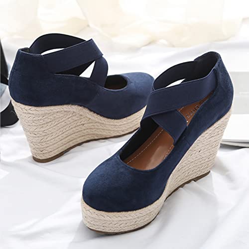 CsgrFagr Sapatos femininos de pescador de corda bico redondo plataforma de borracha salto alto moda