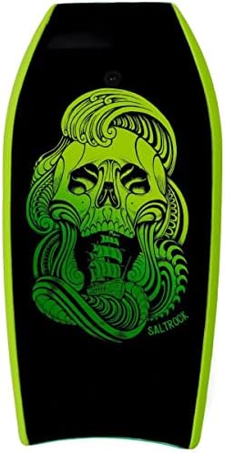 SALTROCK ® Skullduggery | 41in/104cm | Bodyboard For Kids & Adults | With Leash & Wrist-Strap | Black/Green