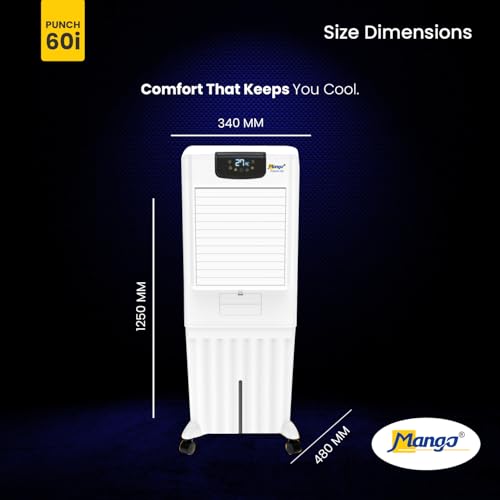 Image of Mango Punch Room Air Cooler Punch 60i |2000 m /hr Air Delivery | Honeycomb Pads | Auto Swing | Castor Wheels | For Rooms up to 235 Sq Ft (60L)