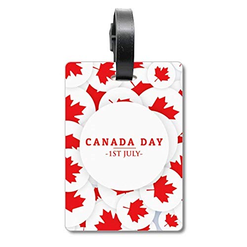 Étiquette pour valise motif feuille d'érable Happy Canada Day en plastique rigide voyage