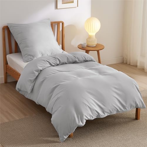 BEDSURE Bettwäsche 135x200 2teilig Silbergrau - 1 Bettbezug 135x200 cm + 1 Kissenbezug 80X80 cm, ÖKO-TEX Bettwäsche-Sets Grau Polyester Mikrofaser mit Reißverschluss