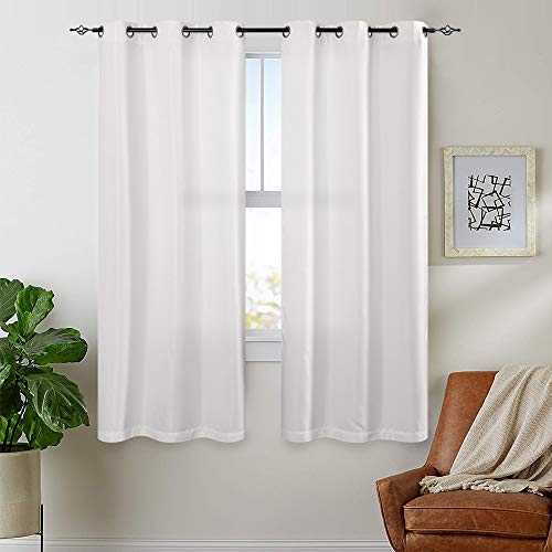 jinchan White Room Darkening Curtains Bedroom Window Treatment Set Linen Textured Curtains Living