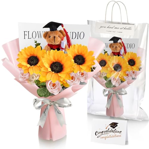 Giegxin Graduation Bear Flower Bouquet Set Graduation Bouquet Gift Graduation