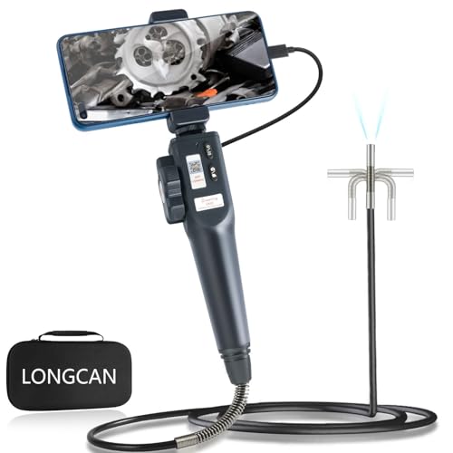 LONGCAN Two-Way Articulating Borescope with Light, USB-C for Automotive Mechanics, 3.3FT Flexible Fiber Optic Snake Inspection Camera, Compatible with iOS/androi, Diagnostic Tool