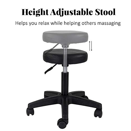 JOYBASE Massage Bed, Adjustable Massage Table with Barber Stool, Spa Salon Massage Equipment (Black)