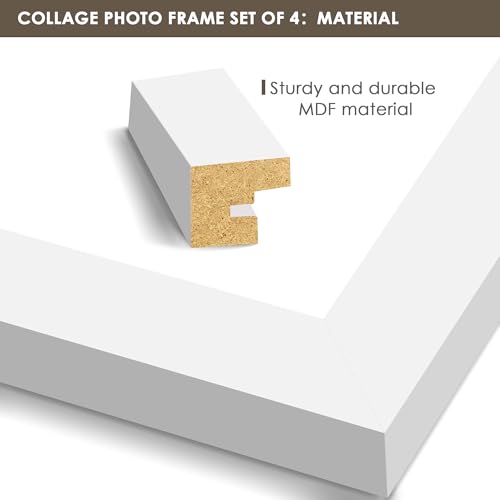 Image of DUENPY 3.5x5 Photo Frame Tempered Glass For 4 3.5x5 Photos White | Sturdy Tempered Glass Offers Clear View, Flexible Display Methods to Preserve Your Tiny Precious Memories