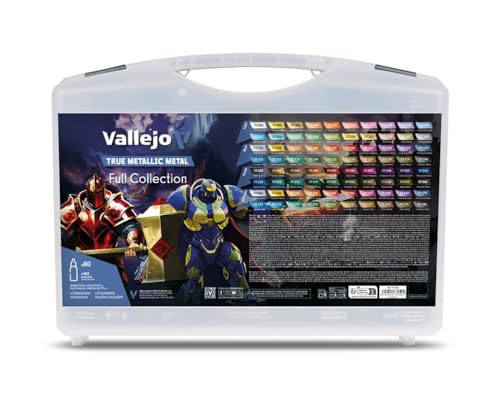 Vallejo True Metallic Metal Set Complete Collection of 80 Colors 20 Color Families Brushes and Exclusive Figures for Painting and Airbrushing