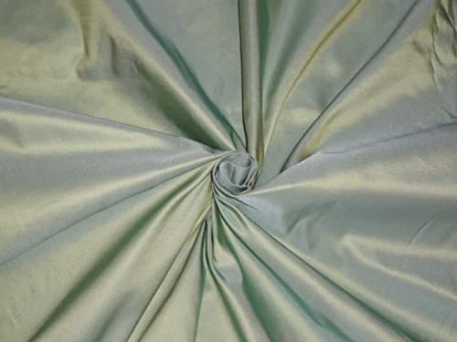 Tissu satin bleu clair et motifs dorés au mètre pour couture