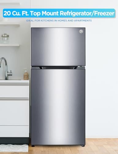 Commercial Cool 20 Cu. Ft. Top Mount Refrigerator with Freezer, 2-Door Refrigerator with Top Freezer and Adjustable Temperature Control, Ice Maker Ready, Energy Star Certified, Stainless Look on Fridge.com
