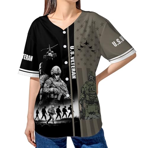 BAS219 U.S. Veteran Baseball Jersey, Military Army Veteran Baseball Jersey, Patriotic American Soldier Pride Memorial Support miniatura 2
