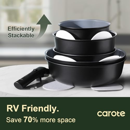 CAROTE 17PCS Ceramic Cookware Sets, Black and Gray, Pots and Pans Set Non Stick Non Toxic, Induction Cookware, Kitchen Cookware Sets, Pots Set for... - Image 6