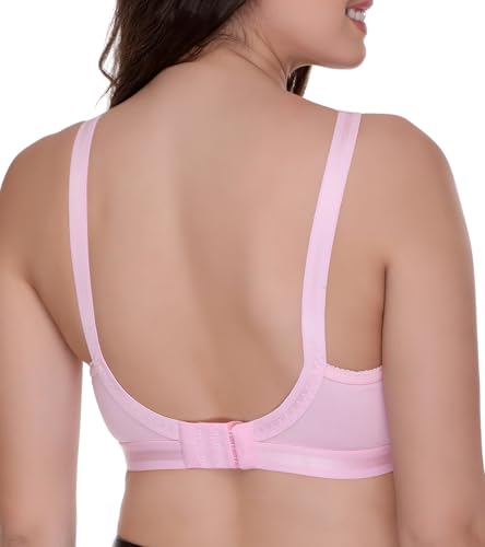 Image of SONA Women's Perfecto Cotton Full Coverage Non-Padded Wirefree Everyday Bra - Anti Bacterial - Side Support Shaper (Pack of 1 Pink 92C)