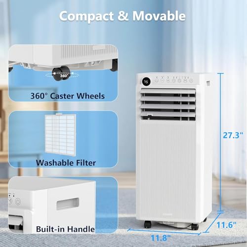 Image of Electactic 8000BTU Portable Air Conditioner with Drainage-free Cooling, 4 in 1 Portable AC Units for Bedroom with Cool, Fan, Dehumidifier, Sleep, 24H Timer /Remote /Window Kits