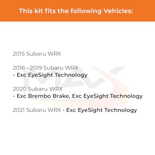 Image of Max Advanced Brakes Front & Rear Brake Kit Compatible With 2015 2016 2017 2018 2019 2020 2021 Subaru WRX Replacement Cross Drilled Disc Brake Rotors and Ceramic Brake Pads