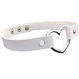 GIANCOMICS Vintage Love Heart Choker Necklace Goth Leather Collar Chain H White PB05