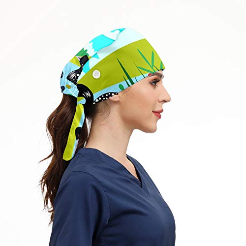 Working Cap with Sweatband Adjustable Tie Back Hats for Women Men,Unisex Hair Cover Hiking Camping Hat Gift One Size Bird Loon - Image 6