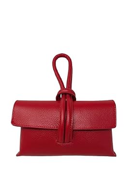 Chicca Borse Borsetta Pochette da Donna in Pelle Dollaro (Rosso Fuoco)