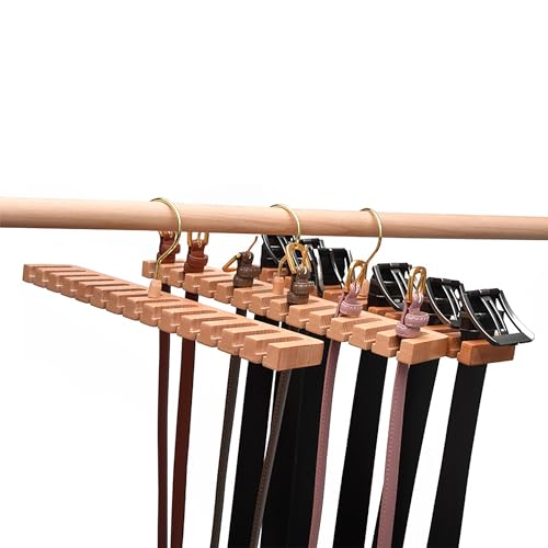 2 Stück krawattenhalter Gürtelhalter Gürtelhalter Gürtelaufhänger für Schrank Holz Wandhalterung Gürtelhalter Gürtel Organizer für Schrank für Schrankorganisation und Aufbewahrung (14 Rillen)